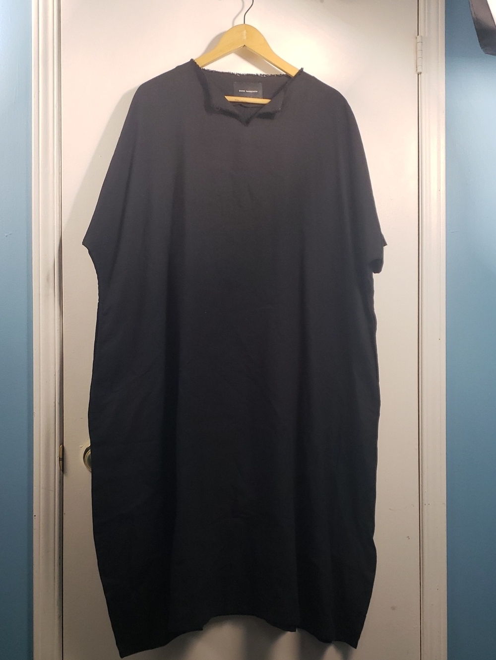 ERIKO YAMAGUCHI DRAPED LINEN BLACK DRESS MEDIUM NWT